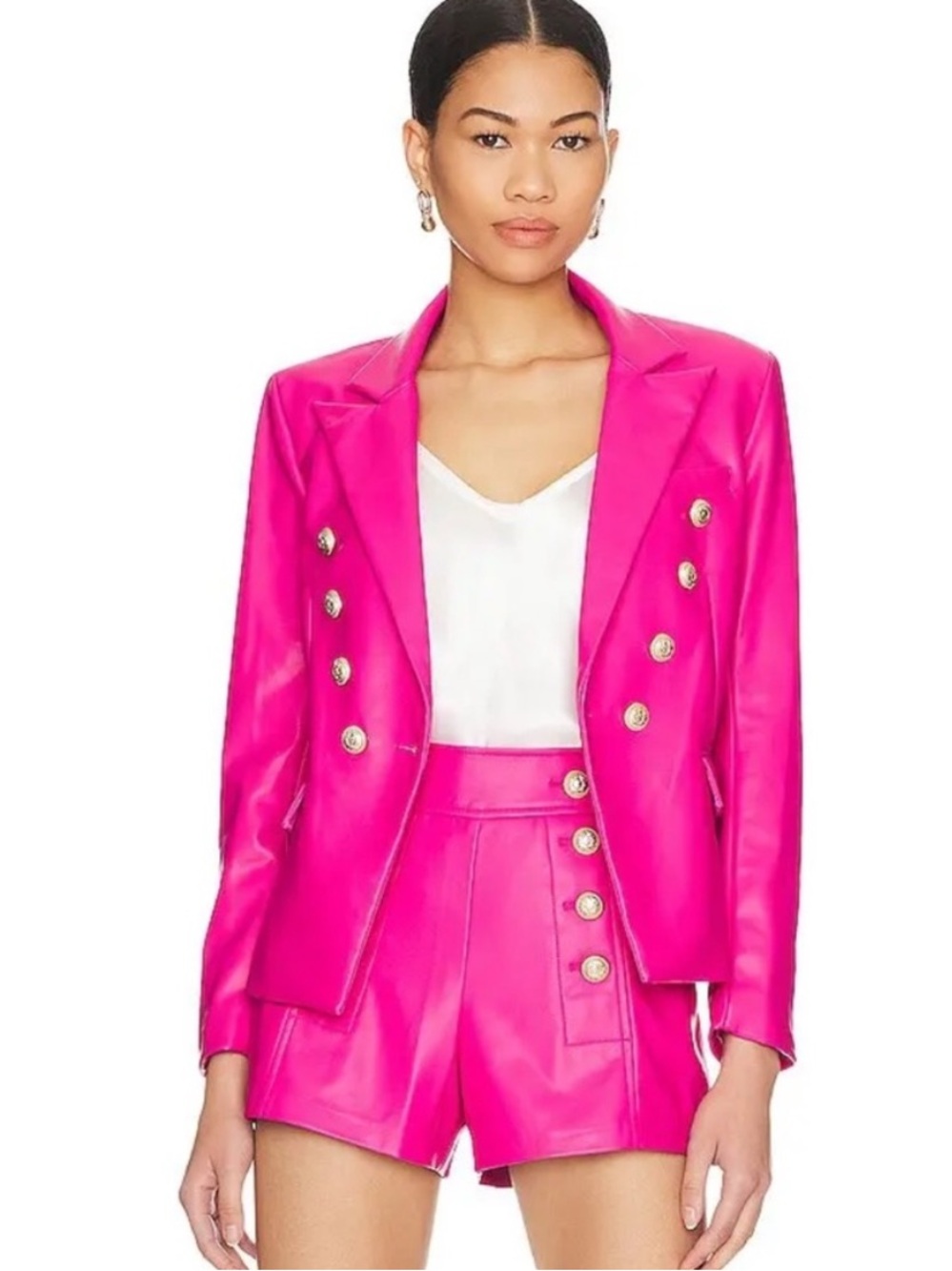 Generation Love Delilah Faux Leather Blazer Pink Fuchsia Size Xxs